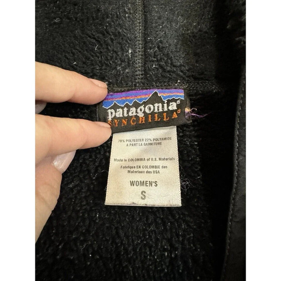 Patagonia Fully Lined Fleece Synchilla Size Small Black Long Jacket - Picture 5 of 7